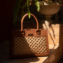 Load image into Gallery viewer, Thara Chestnut Microfiber Leather Tote
